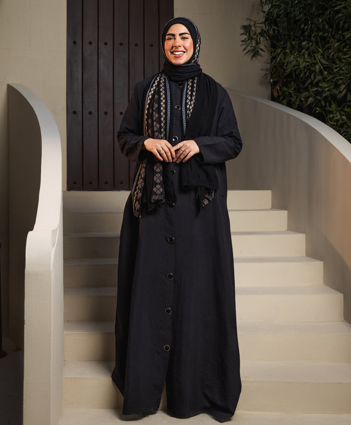 Plain Black Bubbly Abaya