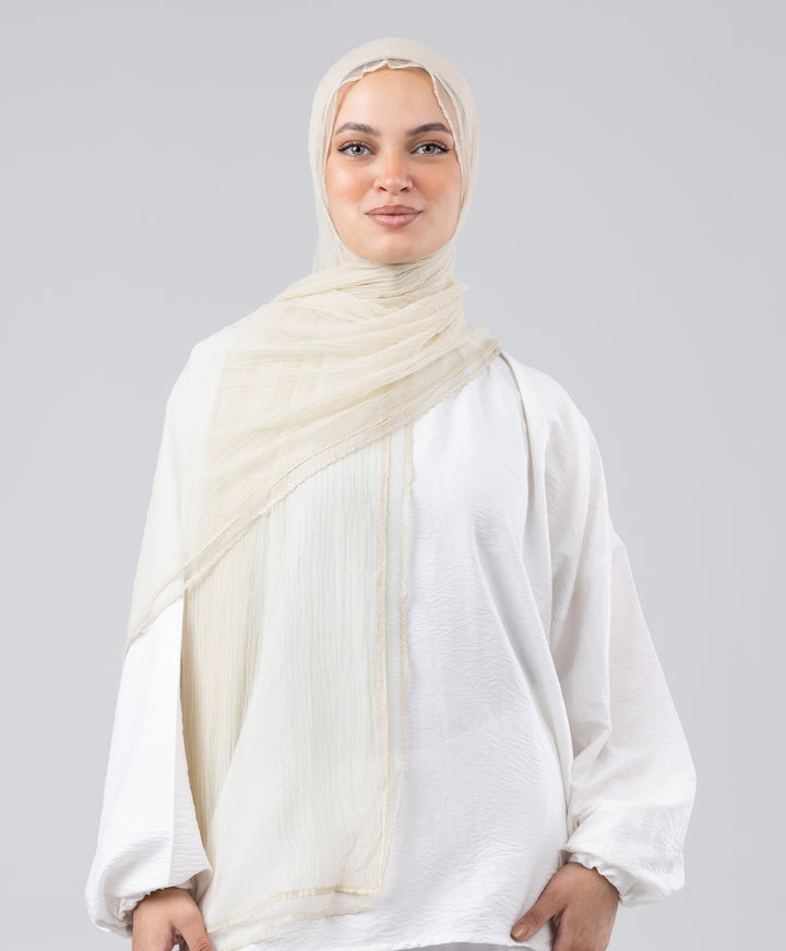 Lace Trim Crinkle Scarf