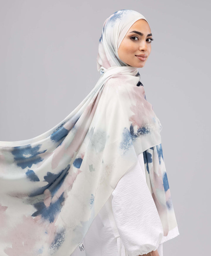 Blue Blossom Chiffon Scarf