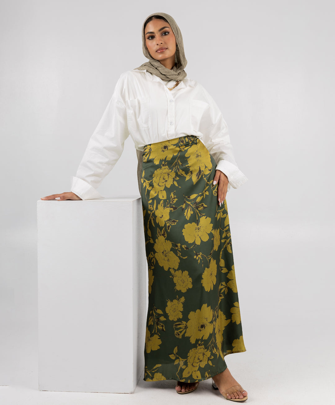 Floral Satin Skirt