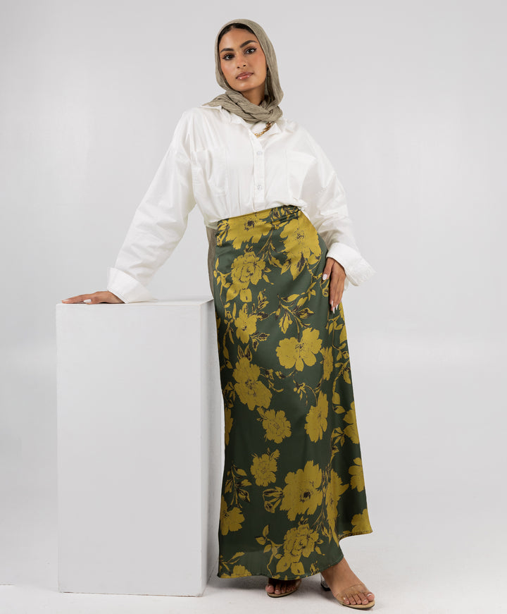 Floral Satin Skirt