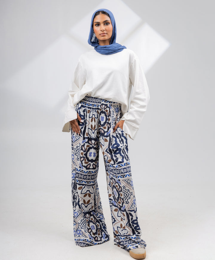 Geometric Linen Pants