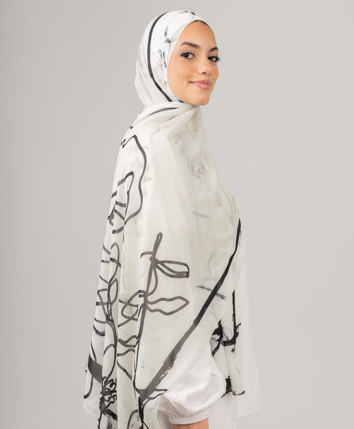 Marble Line Chiffon Scarf