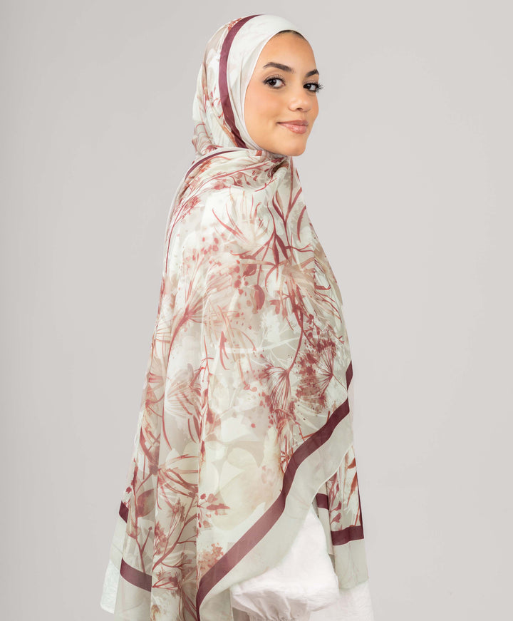 Burgundy Bloom Chiffon Scarf