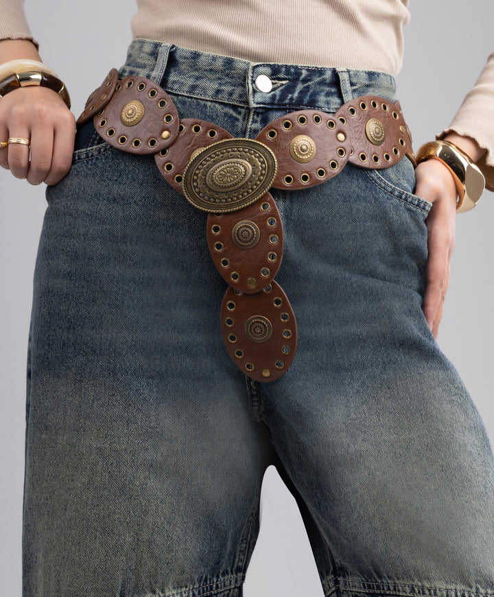 Disc Leather Belt