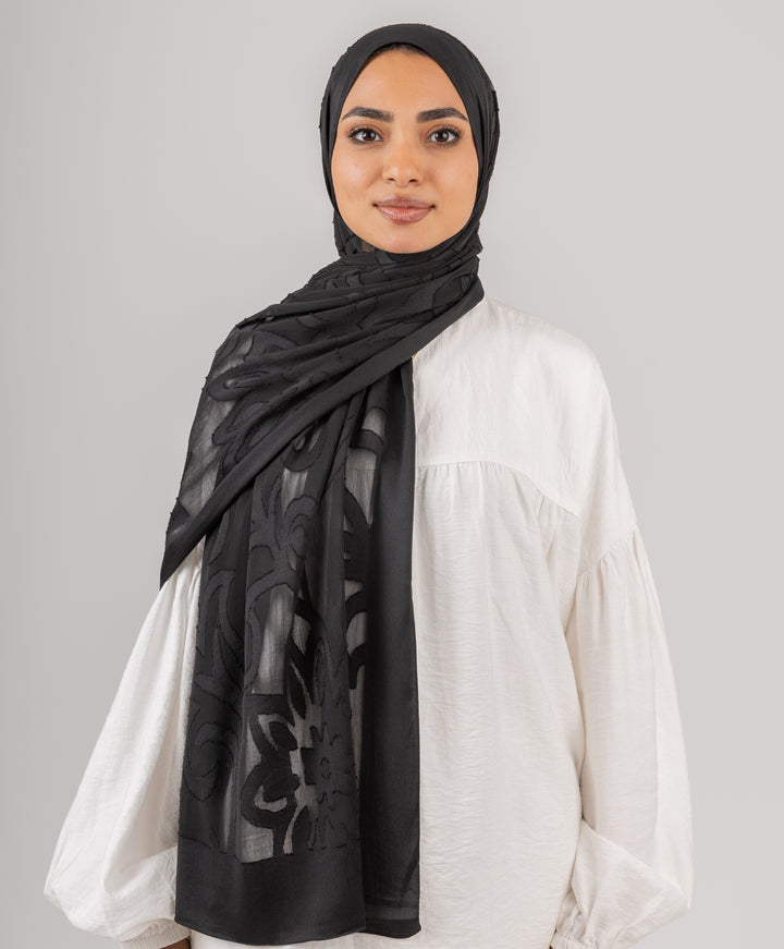 Floral Filigree Chiffon Scarf