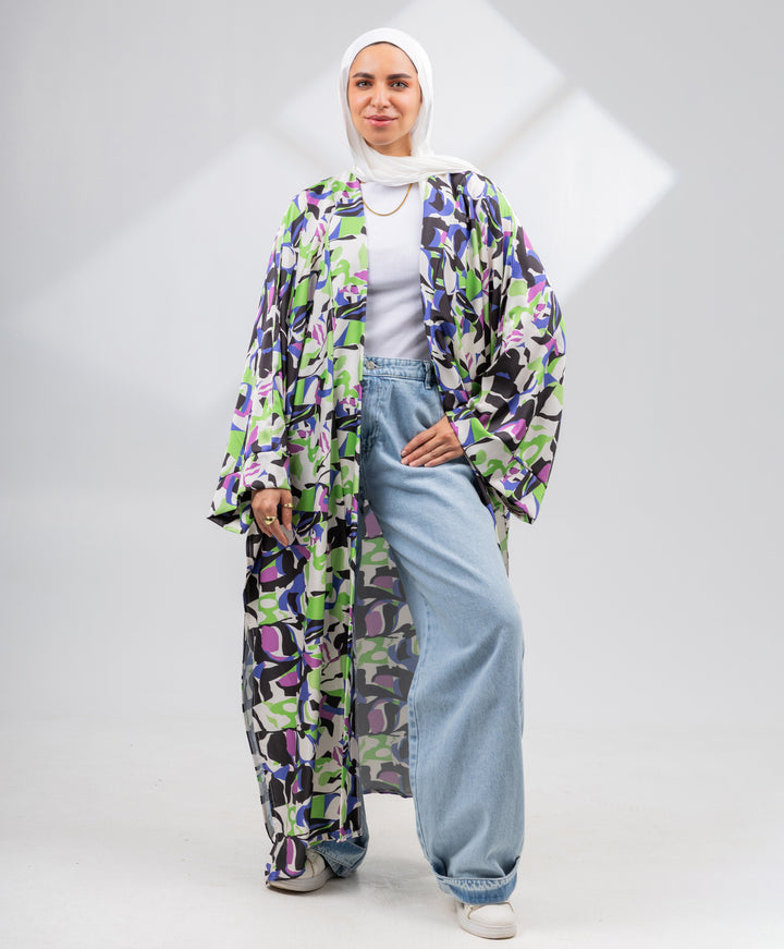 Printed Satin Kimono