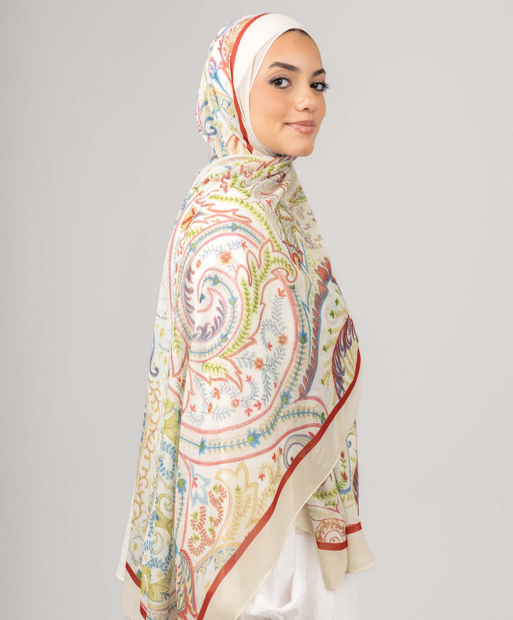 Floral Paisley Chiffon Scarf