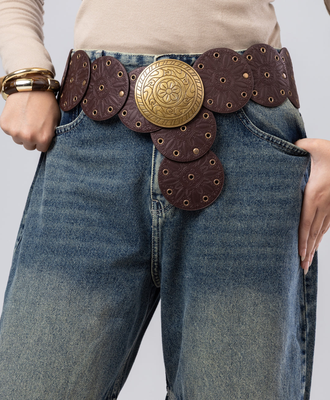 Disc Leather Belt