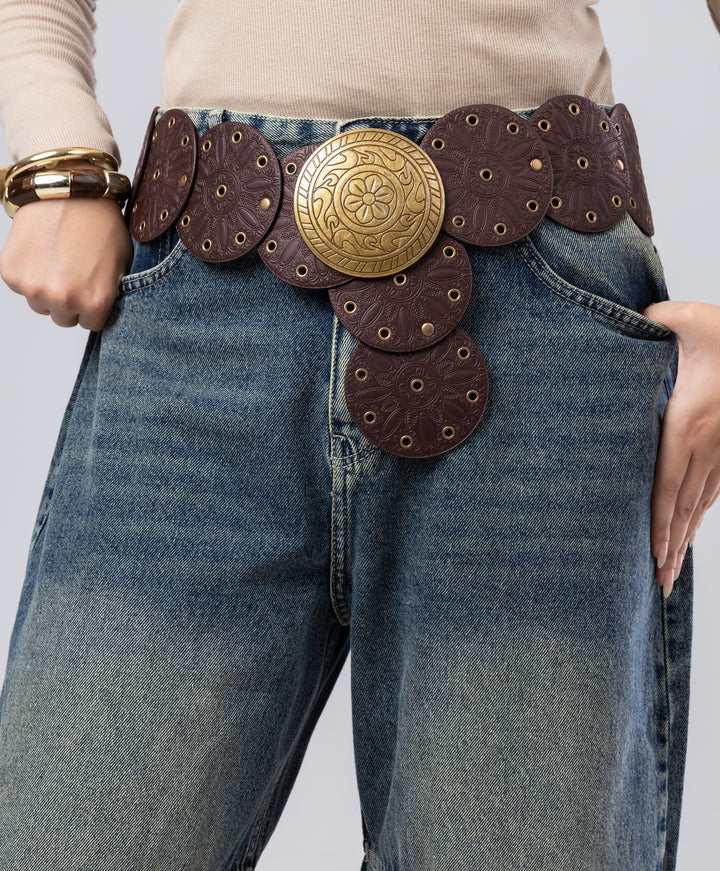 Disc Leather Belt