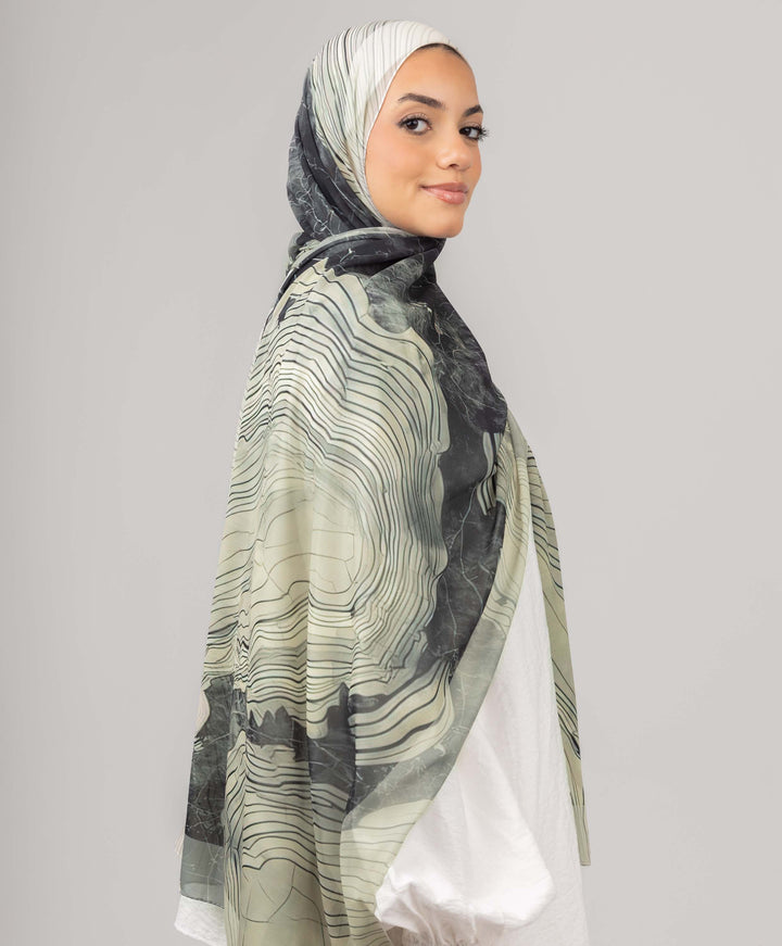 Wavy Earth Chiffon Scarf