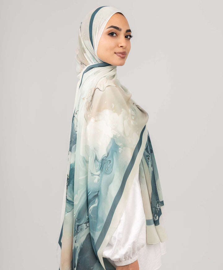 Azure Whisper Chiffon Scarf
