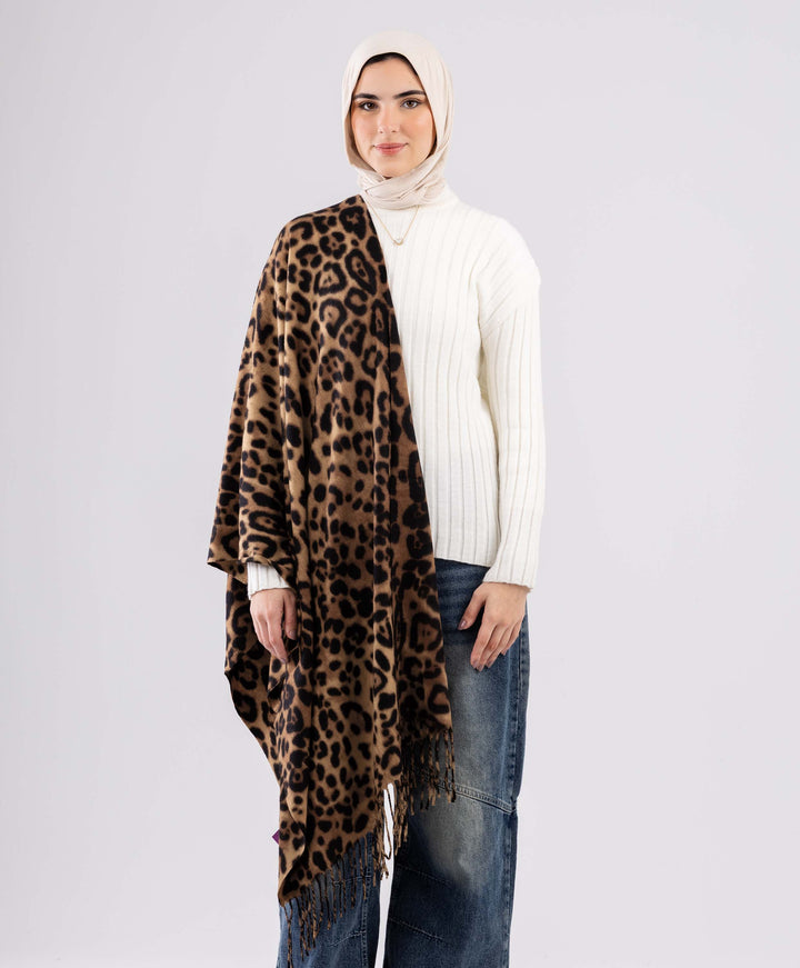 Golden Leopard Winter Shawl