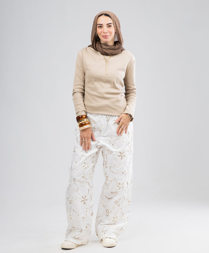 Embroidered Linen Pants