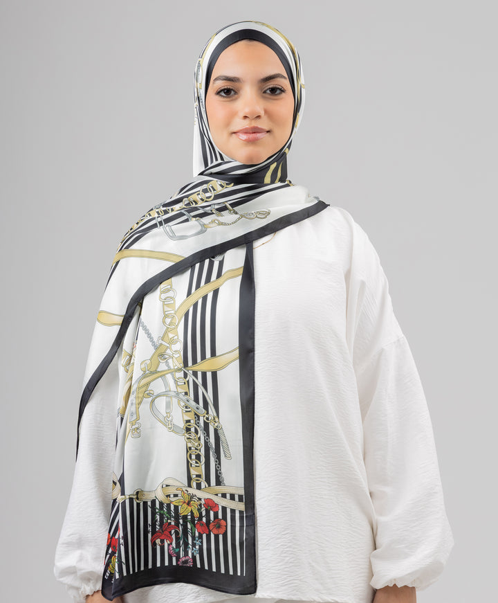 Golden Stripes Silk Scarf