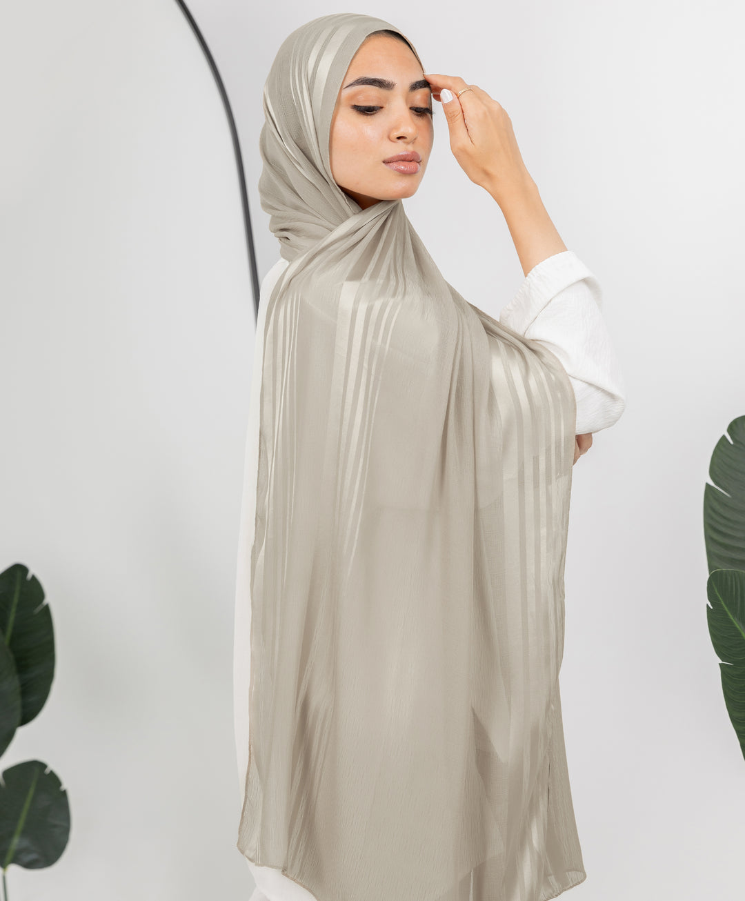 Stripe Satin Chiffon Scarf