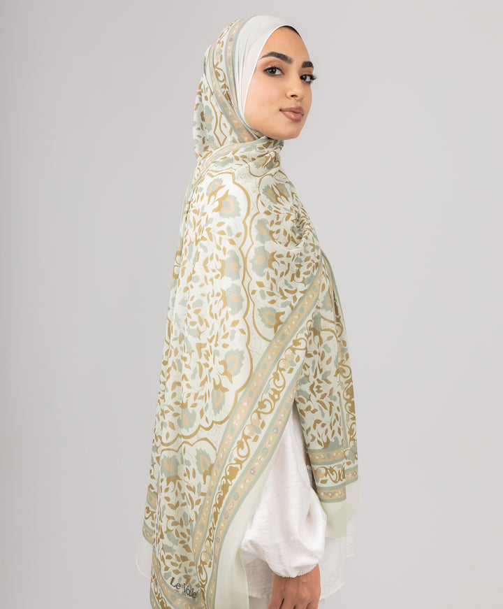 Ivory Bloom Chiffon Scarf
