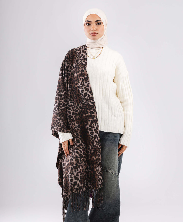 Soft Leopard Winter Shawl