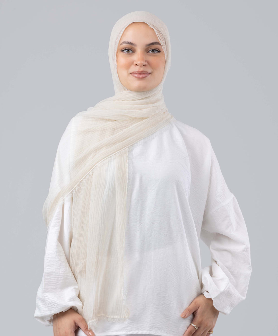 Lace Plain Crinkle Scarf