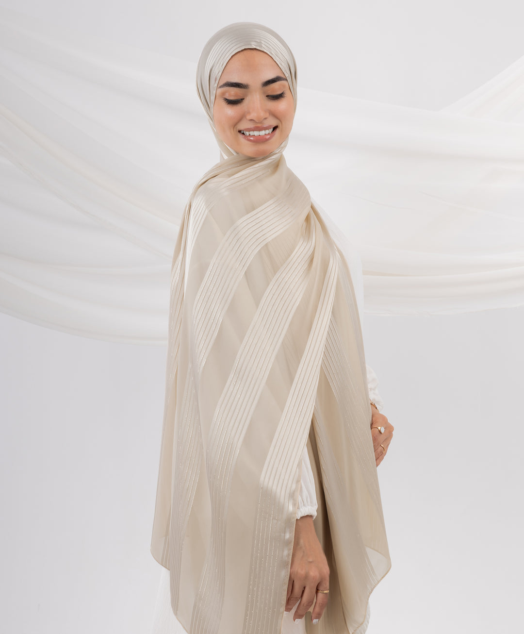 Glittery Crinkle Satin Chiffon Scarf
