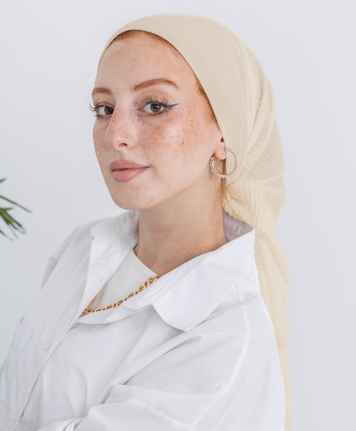 Pleated Plain Square Scarf