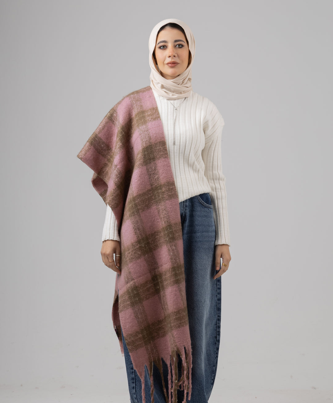 Cozy Plaid Winter Shawl