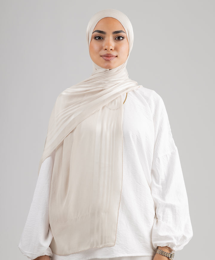 Stripe Satin Chiffon Scarf