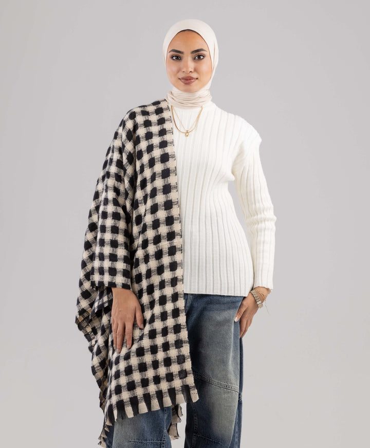 Block Check Winter Shawl