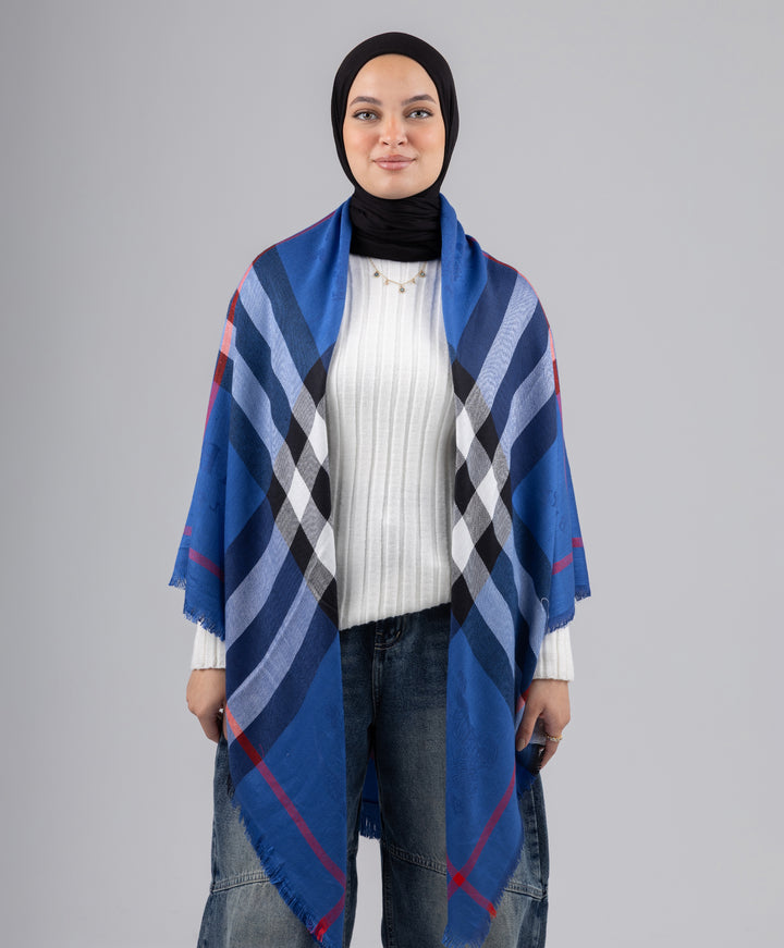 Azure Plaid Shawl