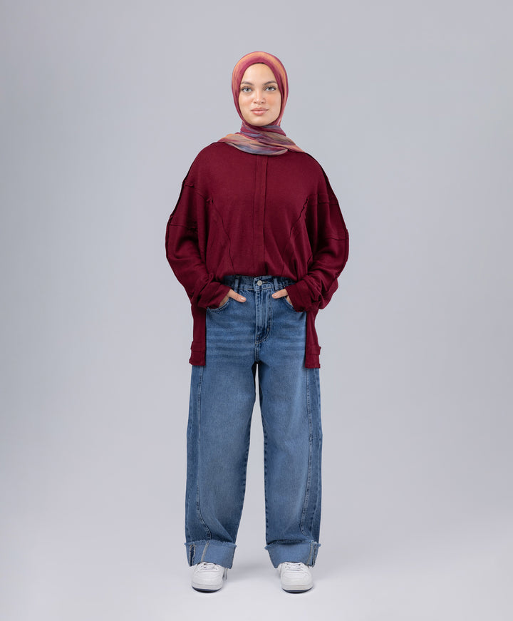 Cuffed Denim Pants