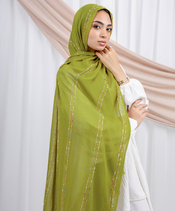 Embroidered Linen Scarf