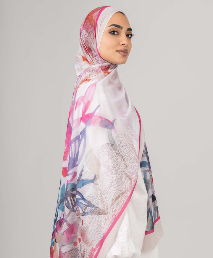 Vivid Flora Chiffon Scarf