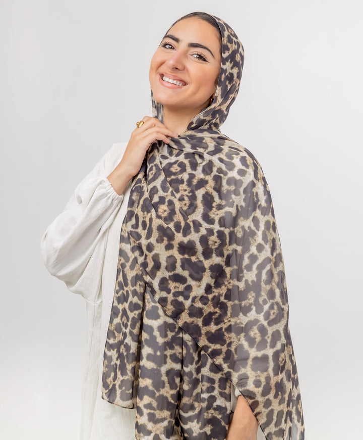 Loepard Chiffon Scarf