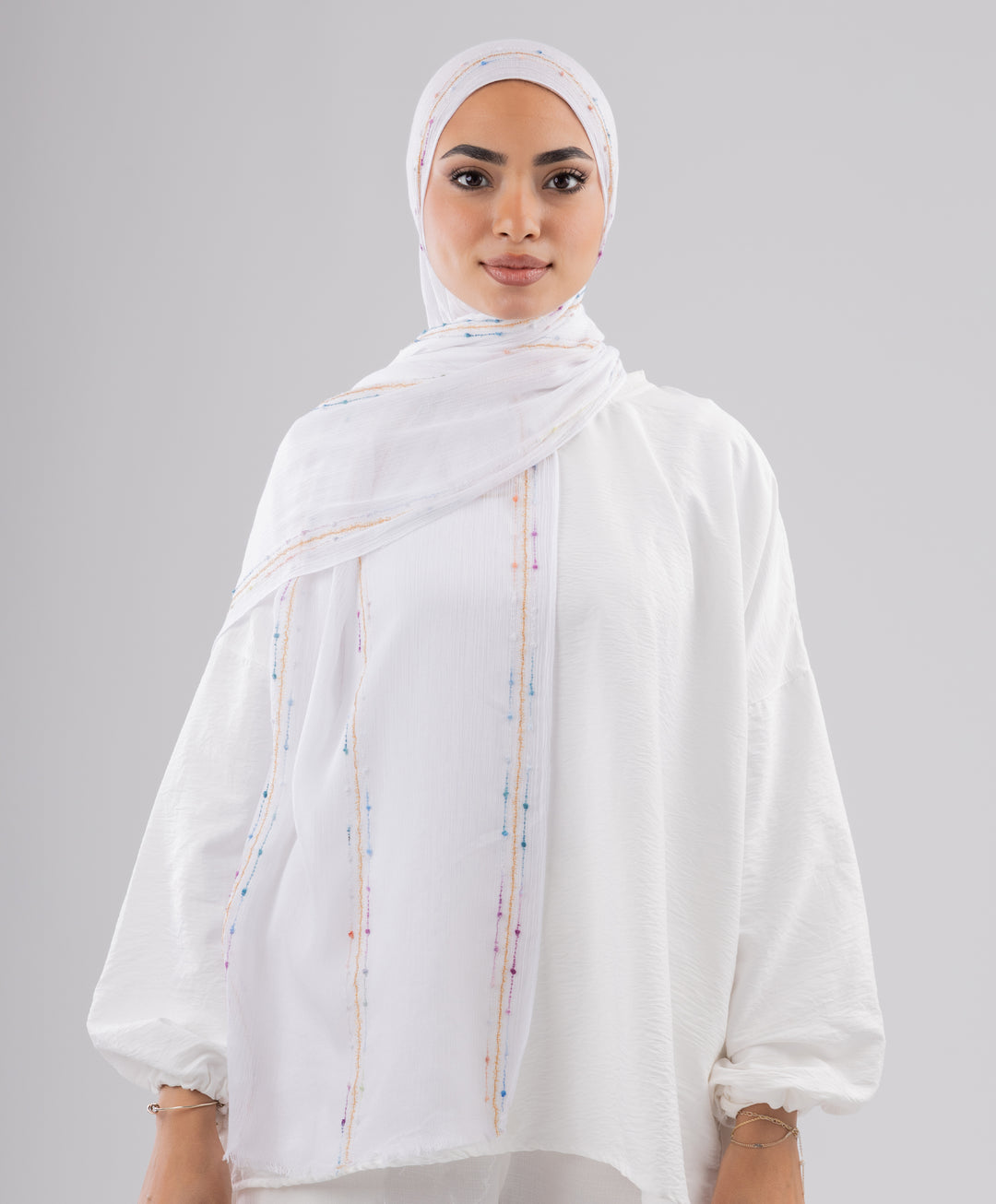 Embroidered Linen Scarf