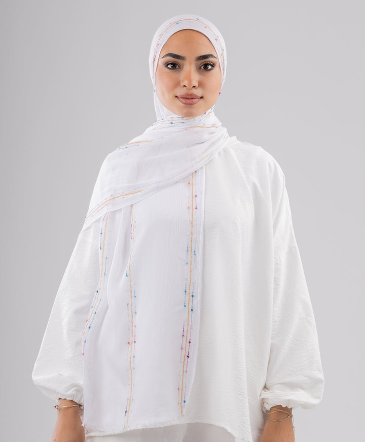 Embroidered Linen Scarf