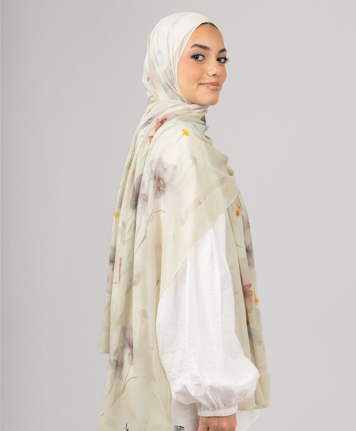 Sunrise Bloom Chiffon Scarf