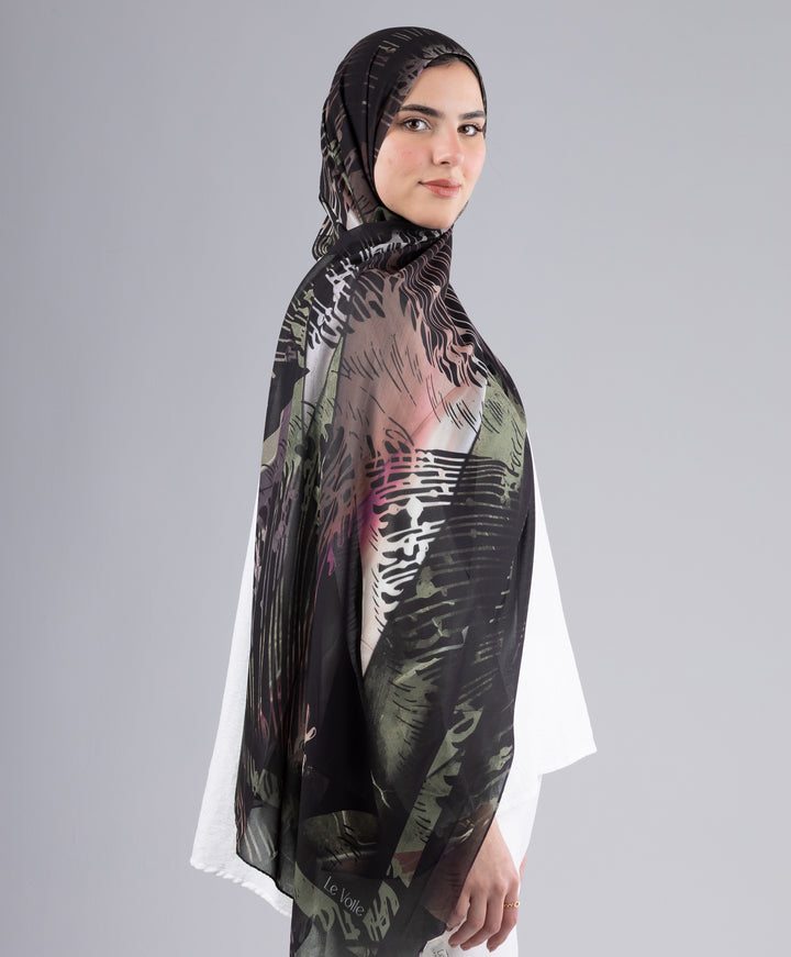 Noir Vert Chiffon Scarf