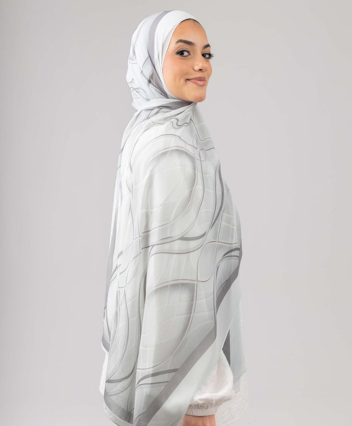 White Marble Chiffon Scarf