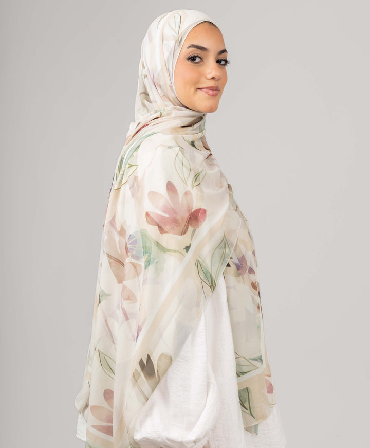Soft Flora Chiffon Scarf