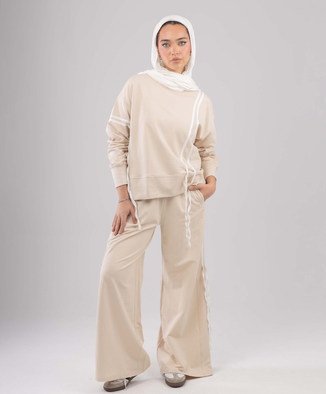White Stripes Cotton Set