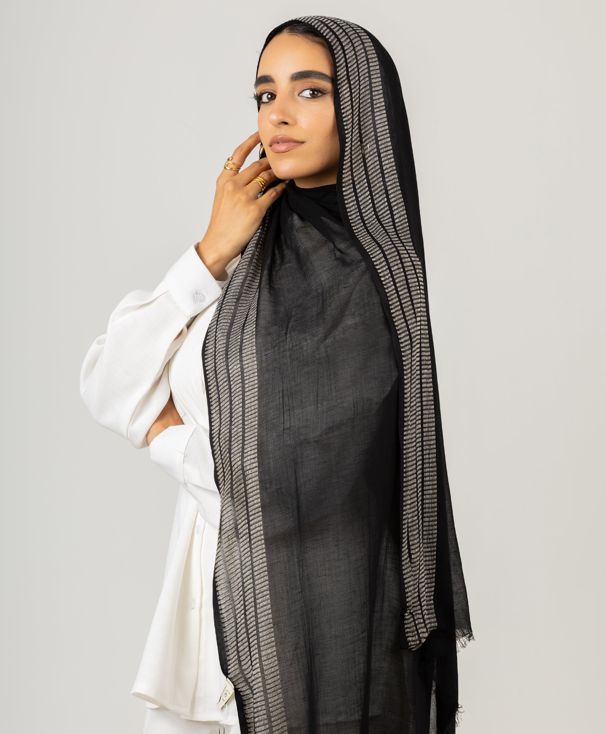 Black Stripe Scarf – Le Voile
