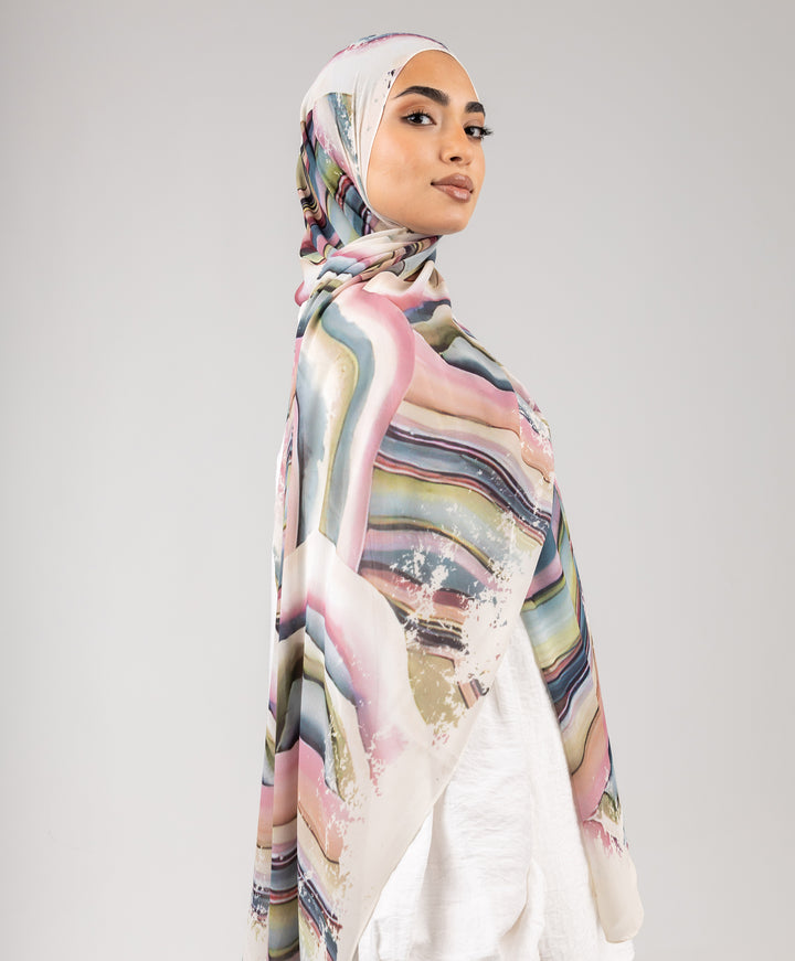 Opal Swirl Chiffon Scarf