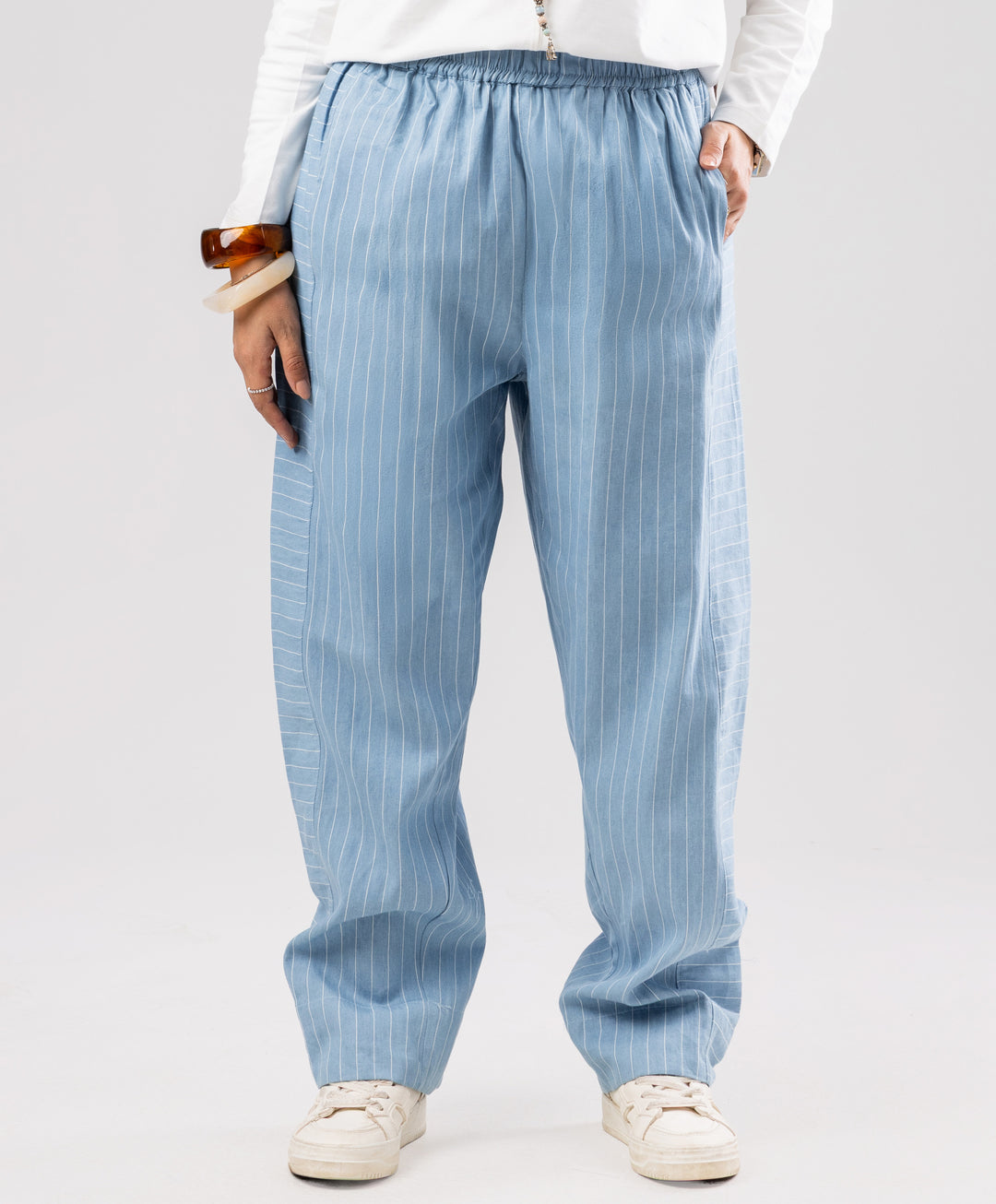 Striped Denim Pants