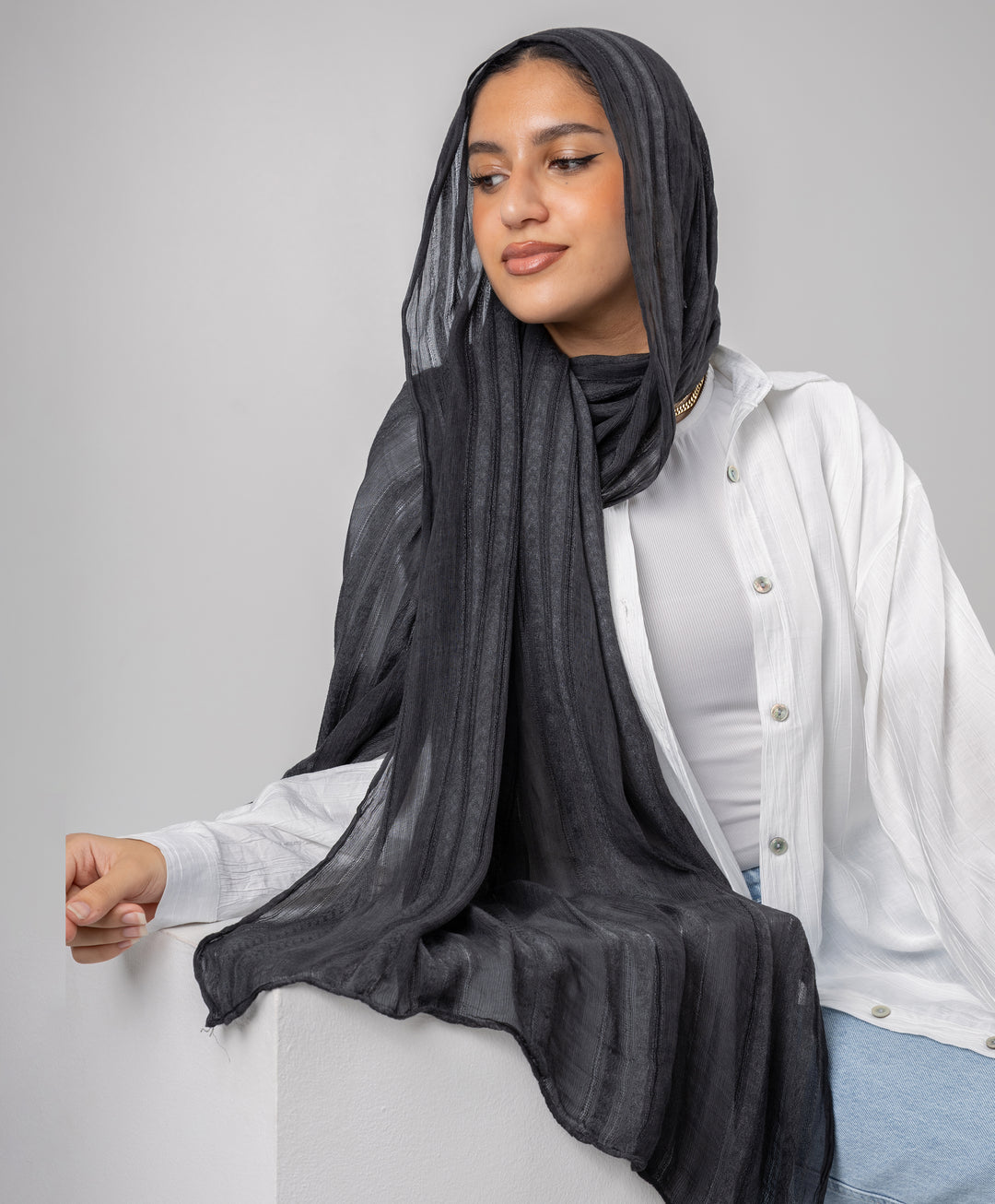 Striped Marble Linen Scarf