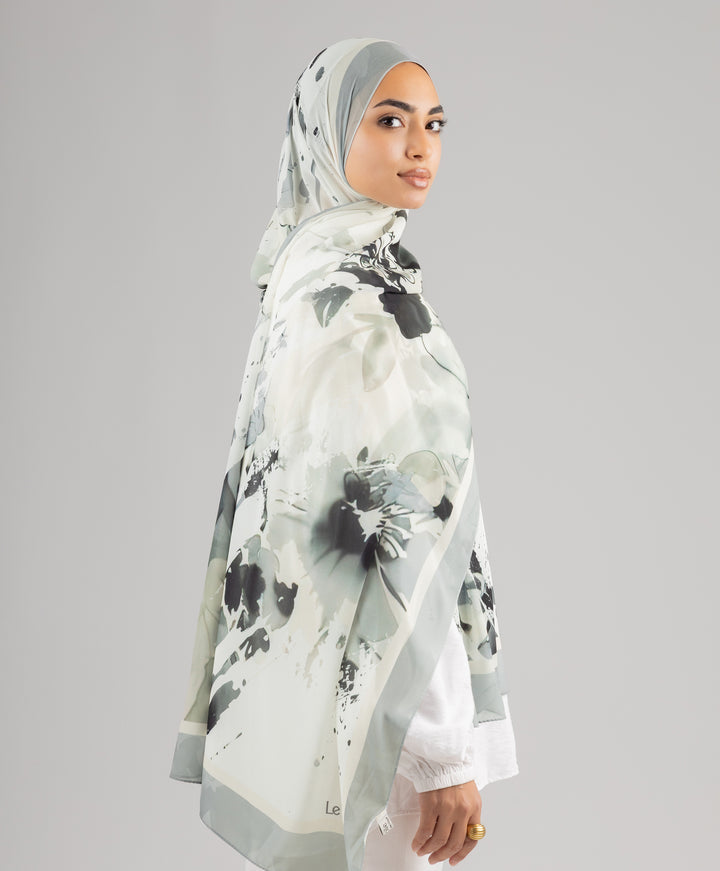 Cloudy Flowers Chiffon Scarf