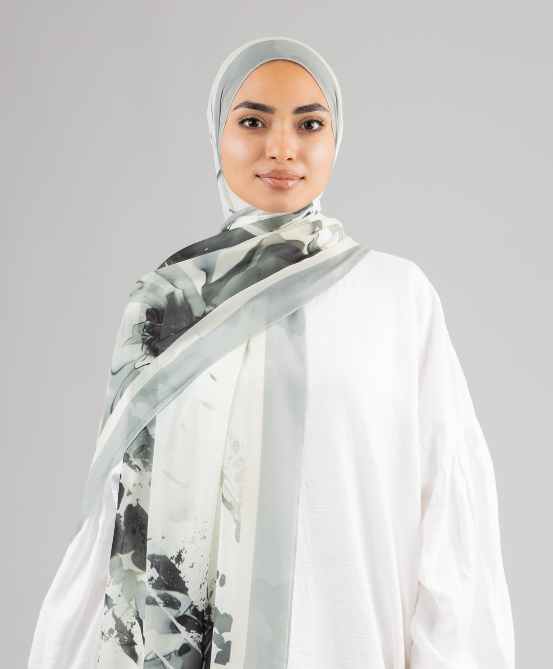 Cloudy Flowers Chiffon Scarf