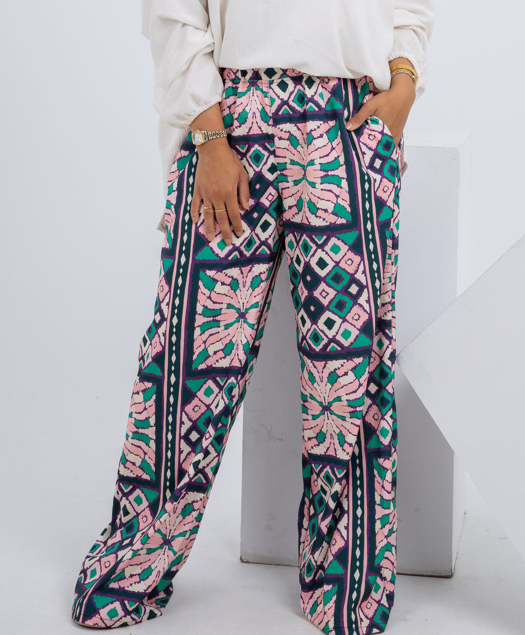 Printed Satin Pants