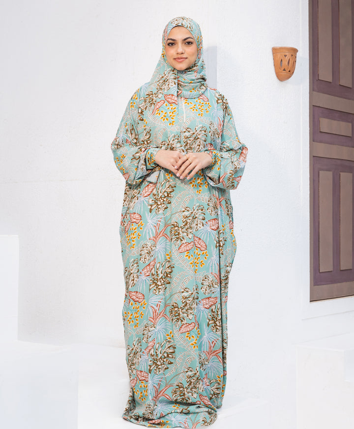 Aqua Floral Viscose Isdal