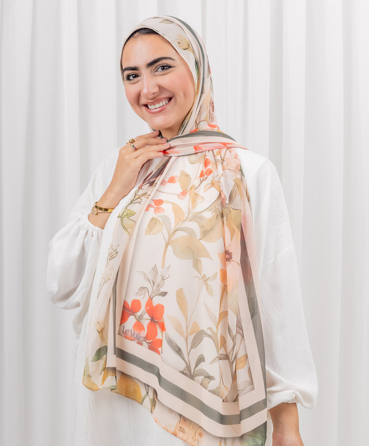 Subtle Blooms Chiffon Scarf