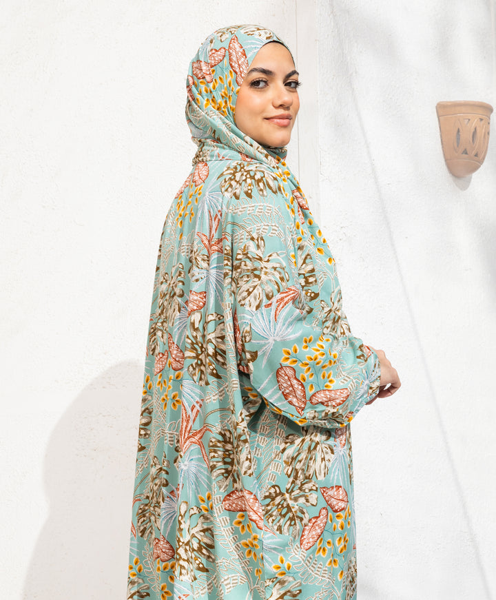 Aqua Floral Viscose Isdal